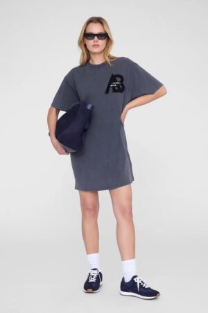 Women's Oversized Graphic T-Shirt Mini Dress - Washed Black